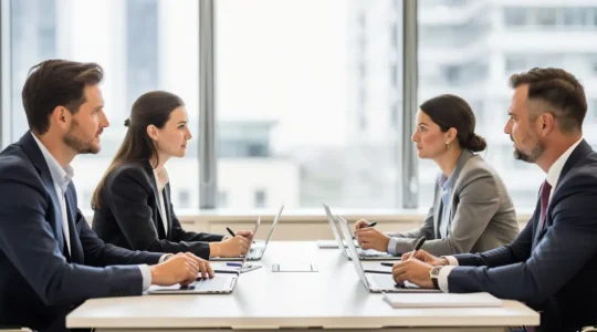 Professionnels adultes attentifs lors d'une session de formation continue